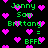 Pixelated green text and pink hearts on black background, with names Jenny, Sam, Brittany, and BFFL repeated in a scattered pattern.