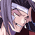 Pixelated anime-style character icon with purple hair, white headband, and dark clothing against a gray background.