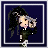 Animated contact sheet of a pixel art character icon with text frames showing sequential animation states on dark blue background.