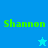 Green text 'Shannon' on blue background with a small star icon, displayed in a with two distinct star colors