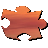 Pixelated orange shape with black outlines on gray background, featuring irregular edges and internal white gaps.