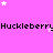 Pixelated pink background with repeated black text "Huckleberry" and scattered white stars, partially obscured by a gray rectangle.