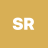 Static pixel art displays white 'SR' letters on a solid mustard-yellow background with no additional elements.
