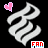 stylized white 'FAN' text icons with pink and red heart symbols, each icon featuring a distinct heart position against black background