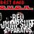 Pixelated static image with red text at top, white stylized text below on black background, and visible pixelation artifacts.