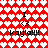 Red and white heart-patterned background with repeated text "I <3 Kayla!!!" in black pixelated font across two