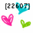 Pixelated heart-shaped icons in pink, green, and cyan with overlaid text elements on a white background.