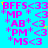 identical pink text-based icons on a bright blue background, each containing repeated phrases and symbols with small yellow star accents
