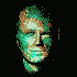 Animated sequence of a person's head and upper body in multiple poses against black background, showing facial expressions and rotation angles with greenish-blue color palette.
