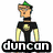 Animated cartoon-style icon featuring two characters with text labels and a kissing pose, rendered in pixelated style.