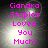 Pixelated text reads 'Ciandra Staples Loves You Much!' in bright pink over a grayscale nebula background with subtle light effects.