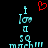 Pixelated cyan text 'i love pi sq march' on black background with red heart symbol above, animated to show motion blur in the lower portion.