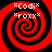 Four identical red and black spiral patterns arranged in a , each containing white text reading "*Codix" and "*roxx"