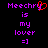 Pixelated text reads "Meechry is my lover =]" with a red heart symbol replacing the 'y' in Meechry on one side.