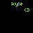 Green text 'kyle' and '<3' symbols appear above yellow rectangular bars on a black background, with variations in bar placement across frames.