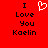 Red background with black text reading "I Love You Kaelin" and a white pixelated heart symbol above the left side of the text.