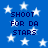 Blue background with white stars and repeated dark blue text reading "SHOOT FOR DA STARS" in pixelated font.