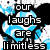 Pixelated blue and white heart-shaped background with black text reading 'our laughs are limitless', 'our memories are countless', 'your friendship is endless' across four
