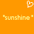 A static orange background displays a white pixelated heart symbol above two identical yellow text strings reading 'sunshine' with single quotes.