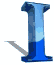 Blue and light blue 3D letter I with gray shadow on white background, displayed in a of nine identical icons