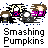 A 4x3 contact sheet of pixel art frames showing an animated icon with pumpkin-smashing action and star-shaped collision effects, all labeled "Smashing Pumpkins" in white text below each frame.