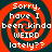 Four identical spiral-patterned icons with red and dark green swirls, each displaying white pixelated text reading "Sorry. have I been kinda WEIRD lately??".