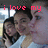 A pixelated group photo of three people with overlaid red text reading "i love my Danielle & Ashley" in a