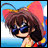 Animated pixel art contact sheet showing a character with brown hair, red cat ears, and blue sunglasses across multiple frames with changing text overlays.