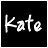 Animated contact sheet of a single text-based icon showing the name 'Kate' in various colors and styles across 25 sampled frames on black background.