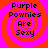 Four identical display a pixelated spiral background with text reading "Purple Pownies Are Sexy" in black font