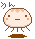 A 4-frame pixel art contact sheet showing a round, beige cartoon character with brown accents in various poses and expressions on a gray background.