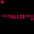 Pixelated pink text 'ALLIE' surrounded by stars on a black background, with animated star movement.