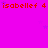 A static image with a bright pink background displaying repeated red text 'isabellef 4' and small purple star shapes.