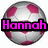 A soccer ball icon with pink and white , one version featuring the text 'Hannah' in bright pink letters on a black background