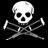 Pixelated skull and crossbones icon with white skull on black background, crossed bones below, and 'JACKASS' text in pixel font at bottom right.