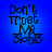 Blue background with black text reading "Don't Trust Me John" in a pixelated font, displayed in a