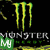 Animated Monster Energy logo with green claw marks and text variations on black background.