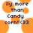 Pixelated orange circular shapes surround black text reading 'ily more than Candy corn!!<33' on a white background.