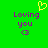 Green background with purple text 'Loving you <3' and a yellow pixelated heart symbol above the text.