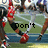 A pixelated sports scene with players in red and white uniforms on a field, featuring overlaid text that changes from "Don't underestimate" to "ME".