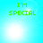 Four identical display green text 'I'M SPECIAL' on a light blue background with pixelated white highlights and small dots