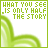 Animated contact sheet of 18 frames showing a green abstract wave shape with text "WHAT YOU SEE IS ONLY HALF THE STORY" on white background, displaying progressive pixelation and fading effects across frames.