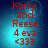Red text on blue gradient background displays 'Karly and Reese 4 eva <333' with slight vertical shift between