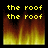 Pixelated yellow text on black background with fire-like gradient, displaying sequential phrases about a roof fire.