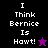 Pixelated text "I Think Bernice Is Hawt!" on split black and purple backgrounds with star symbols.