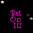 Black background with pink text 'Get On It!' and scattered white and gray stars, animated with star positions shifting across frames.