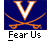Two identical static frames of a buddy icon featuring a blue background with an orange 'V' and crossed swords, displayed on a gray contact sheet with text promoting 'badassbuddy.com'.