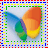 Animated sequence showing a butterfly icon transitioning between blurred and text-filled states with color-coded text elements.