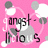 Pink background with white and gray circular shapes, black text reading 'gangst-licious' in a stylized font across the center.