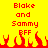 Yellow background with red pixelated text 'Blake and Sammy BFF' above red and orange flame-like shapes.